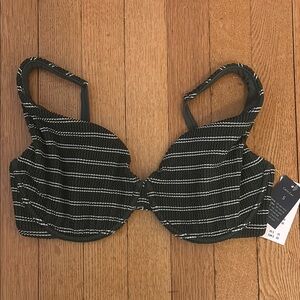 Striped Green and White Bikini Top